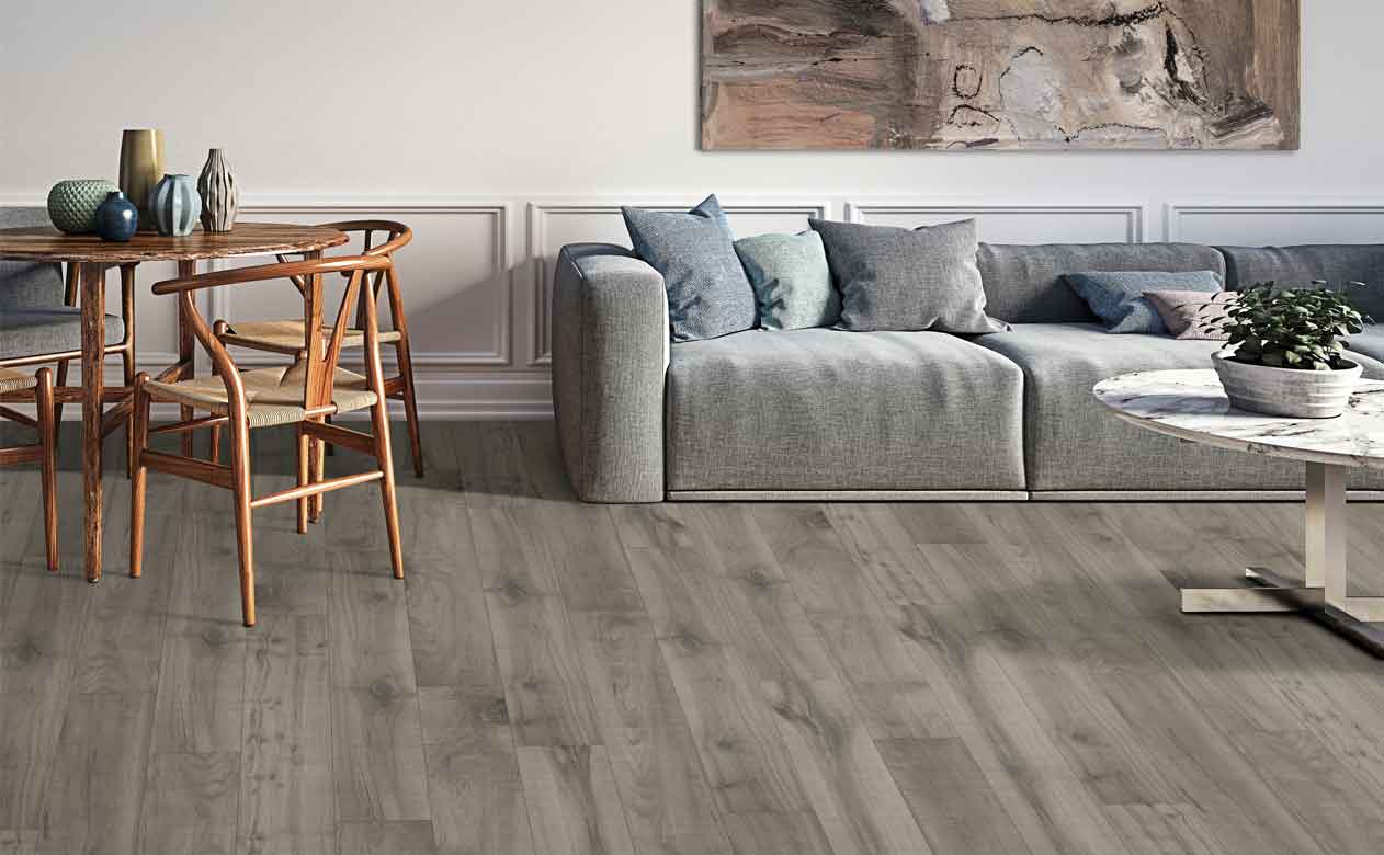 Living room with laminate flooring 