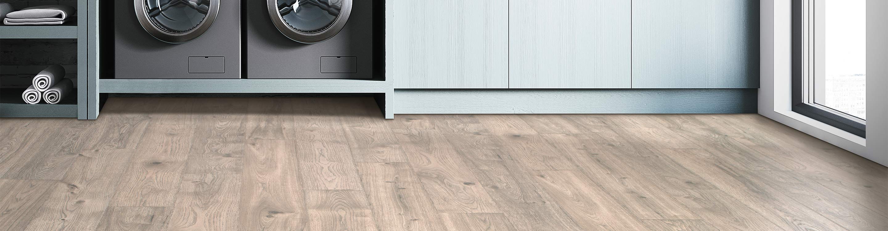 luxury vinyl flooring in laundry room